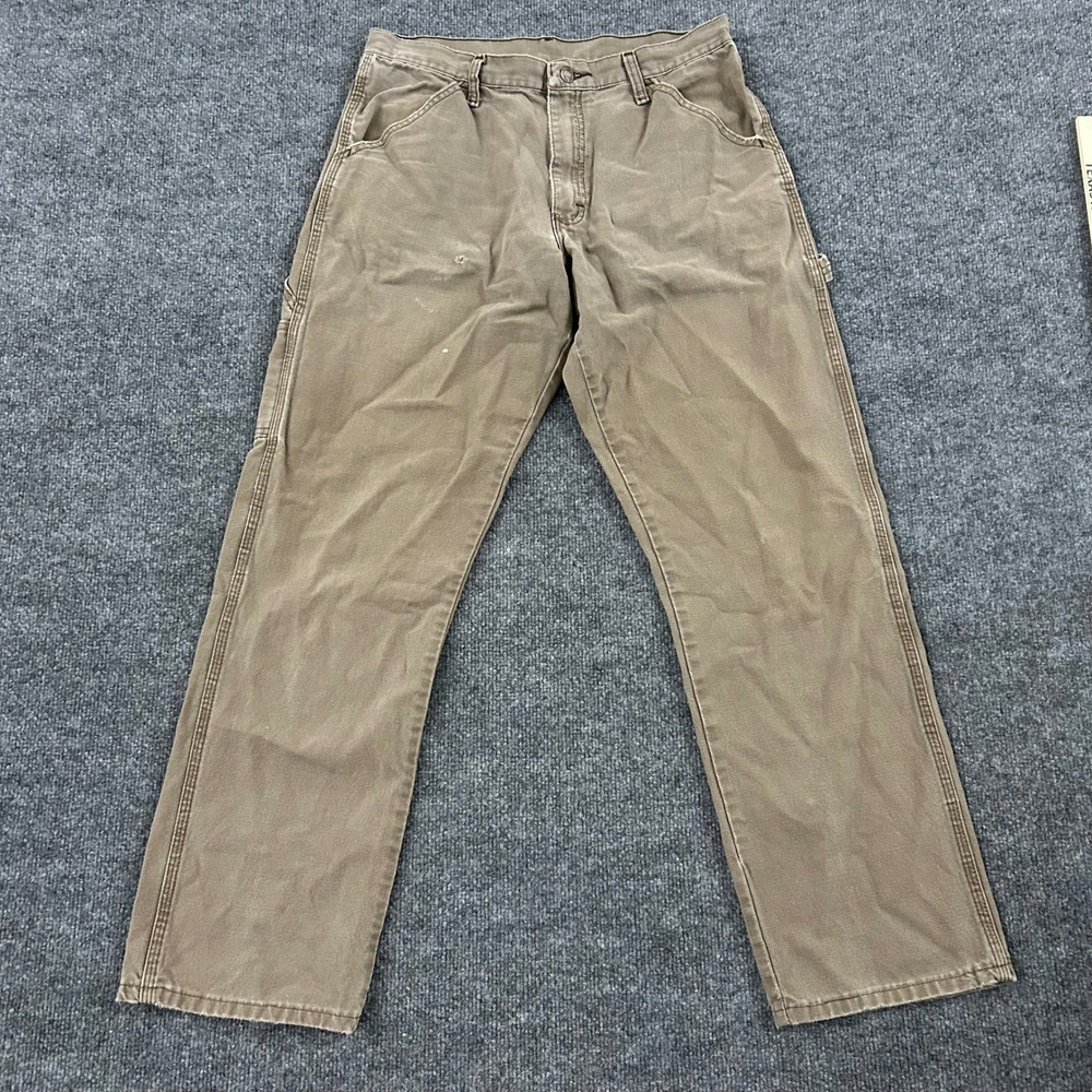 Rustler Carpenter Pants Mens Size 32 Brown Cotton Canvas Straight Leg Workwear